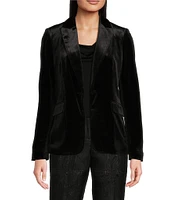 Calvin Klein Velvet 1-Button Peak Lapel Long Sleeve Jacket