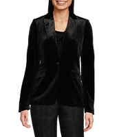 Calvin Klein Velvet 1-Button Peak Lapel Long Sleeve Jacket