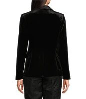 Calvin Klein Velvet 1-Button Peak Lapel Long Sleeve Jacket