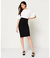 Calvin Klein Wide Waistband Ponte Knit Pencil Skirt