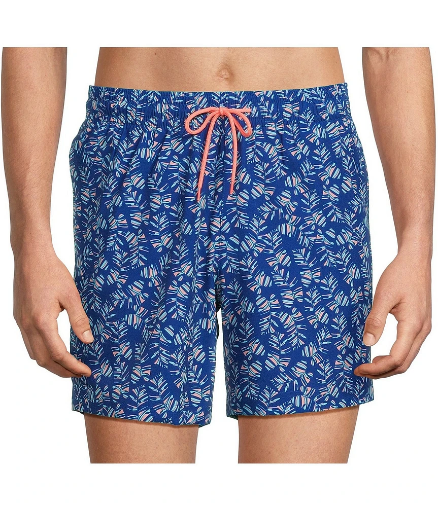 Caribbean Abstract Leaf 6#double; Swim Trunks
