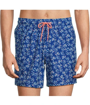 Caribbean Abstract Leaf 6#double; Swim Trunks