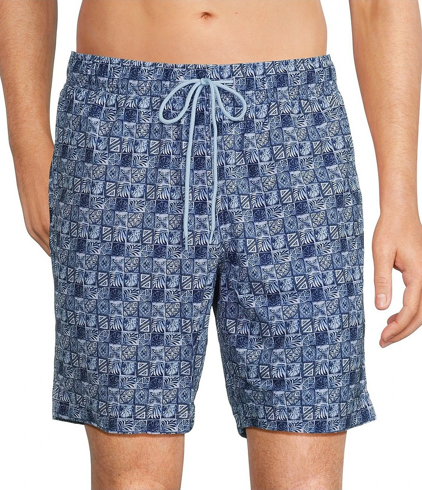 Caribbean Batik Geo 8#double; Inseam Swim Trunks