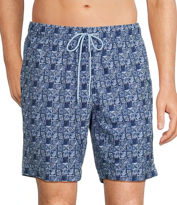 Caribbean Batik Geo 8#double; Inseam Swim Trunks