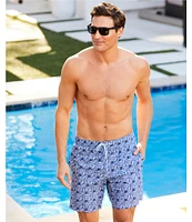 Caribbean Batik Geo 8#double; Inseam Swim Trunks