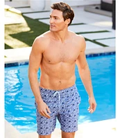 Caribbean Batik Geo 8#double; Inseam Swim Trunks