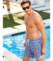 Caribbean Batik Geo 8#double; Inseam Swim Trunks