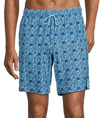 Caribbean Batik Geo 9#double; Inseam Swim Trunks