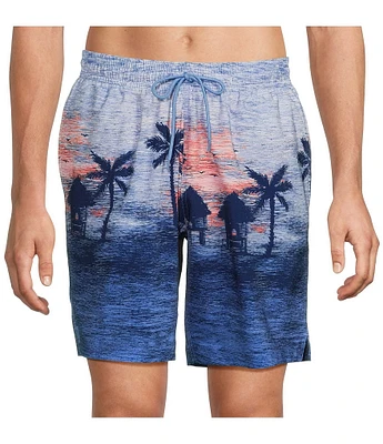 Caribbean Beach Scene 8#double; Swim Trunks