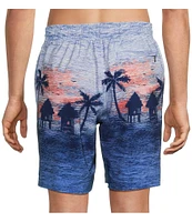 Caribbean Beach Scene 8#double; Swim Trunks