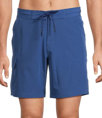 Caribbean Big & Tall Coastal Cargo 8#double; Inseam Solid Swim Trunks