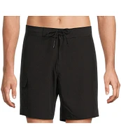 Caribbean Big & Tall Coastal Cargo 8#double; Inseam Solid Swim Trunks