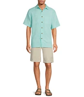 Caribbean Big & Tall Flat Front Linen 10#double; Inseam Shorts