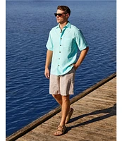 Caribbean Big & Tall Flat Front Linen 10#double; Inseam Shorts