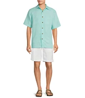 Caribbean Big & Tall Flat Front Linen 10#double; Inseam Shorts