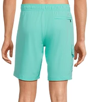 Caribbean Big & Tall Half Elastic Solid Cargo 9#double; and 11#double; Inseam Swim Trunks