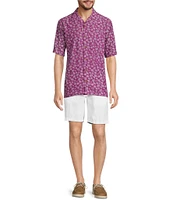 Caribbean Big & Tall Mini Shell Print Short Sleeve Woven Camp Shirt