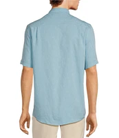 Caribbean Big & Tall Palm Paradise Jacquard Solid Short Sleeve Woven Shirt