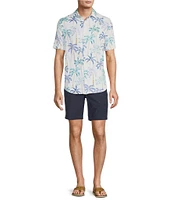 Caribbean Big & Tall Palm Print Performance Stretch Short Sleeve Woven Shirt