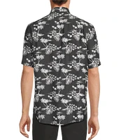 Caribbean Big & Tall Palm Print Short Sleeve Woven Shirt
