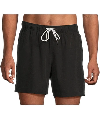 Caribbean Big & Tall Palmsway 6#double; Solid Swim Trunks