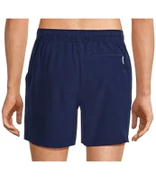 Caribbean Big & Tall Palmsway 6#double; Solid Swim Trunks