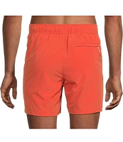 Caribbean Big & Tall Palmsway 6#double; Solid Swim Trunks