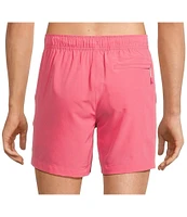 Caribbean Big & Tall Palmsway 6#double; Solid Swim Trunks
