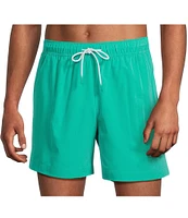 Caribbean Big & Tall Palmsway 6#double; Solid Swim Trunks