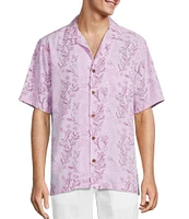 Caribbean Big & Tall Seahorse Print Short Sleeve Woven Camp Shirt