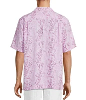 Caribbean Big & Tall Seahorse Print Short Sleeve Woven Camp Shirt