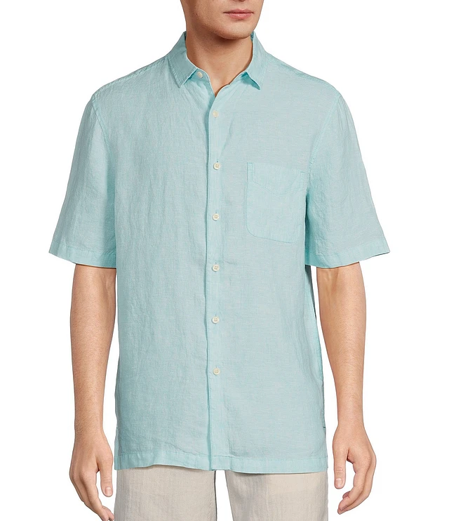 Caribbean Big & Tall Short Sleeve Solid Linen Woven Shirt at Hamilton Place  in Chattanooga, TN