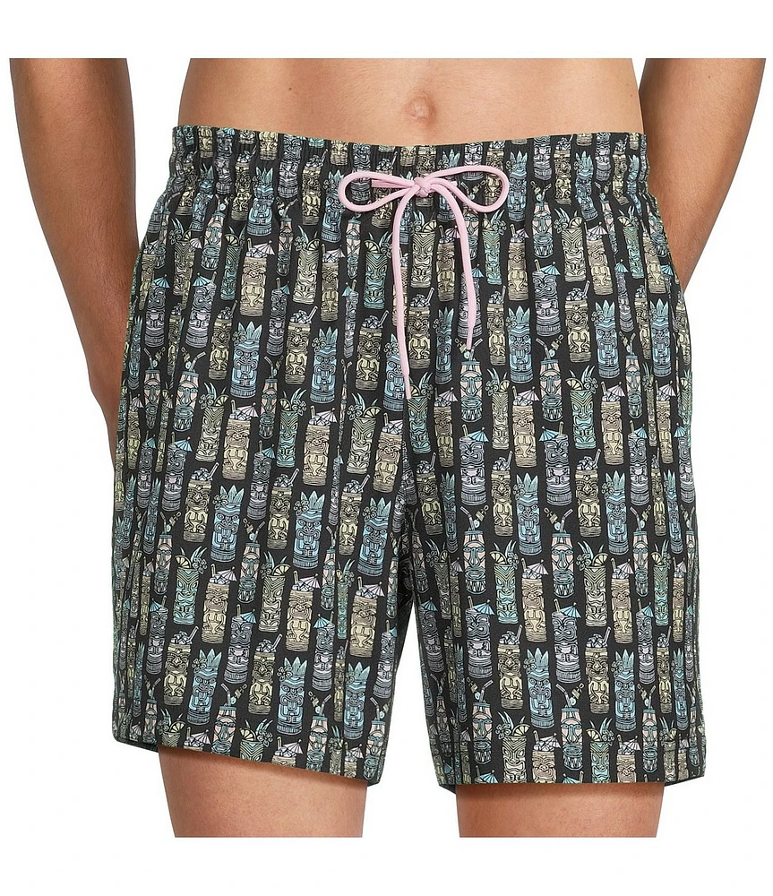 Caribbean Big & Tall Tiki Drinks 6#double; Swim Trunks