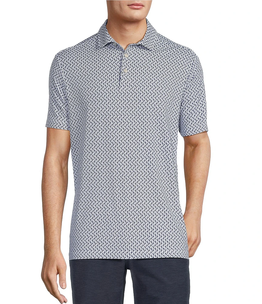 Caribbean Big & Tall Toucan Print Performance Stretch Short Sleeve Polo Shirt