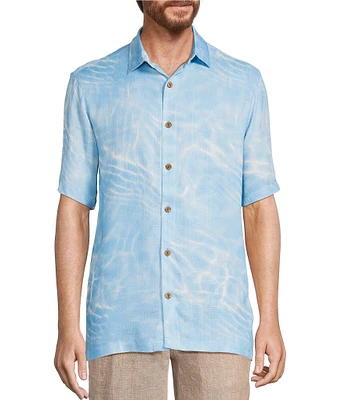Caribbean Clear Water Print Short Sleeve Woven Shirt