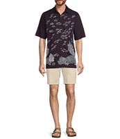 Caribbean Coral Fish Print Short Sleeve Woven Shirt