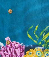 Caribbean Coral Reef Print Short Sleeve Woven Shirt