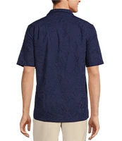 Caribbean Eyelet Embroidery Short Sleeve Woven Camp Shirt