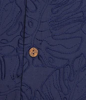 Caribbean Eyelet Embroidery Short Sleeve Woven Camp Shirt