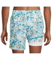 Caribbean Flamingo Beach 6#double; Swim Trunks