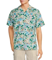 Caribbean Flamingo Beach Cabana Woven Top