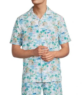 Caribbean Flamingo Beach Cabana Woven Top