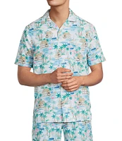 Caribbean Flamingo Beach Cabana Woven Top
