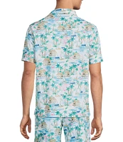 Caribbean Flamingo Beach Cabana Woven Top