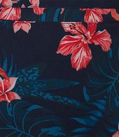Caribbean Flamingo Floral 6#double; Swim Trunks
