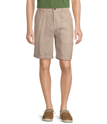 Caribbean Flat Front Linen 9#double; Inseam Shorts