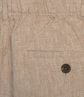 Caribbean Flat Front Linen 9#double; Inseam Shorts
