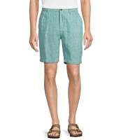 Caribbean Flat Front Linen 9#double; Inseam Shorts