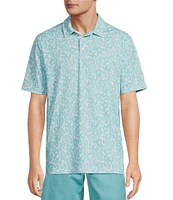 Caribbean Floral Print Short Sleeve Polo Shirt