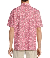 Caribbean Floral Print Short Sleeve Polo Shirt